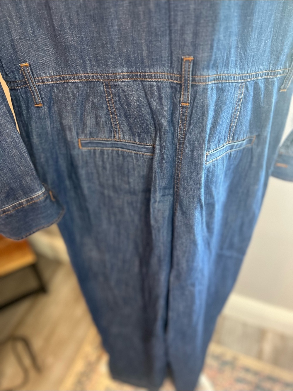 TALBOTS Denim Jumpsuit Medium Pockets Button Down Long Sleeve - Picture 10 of 15